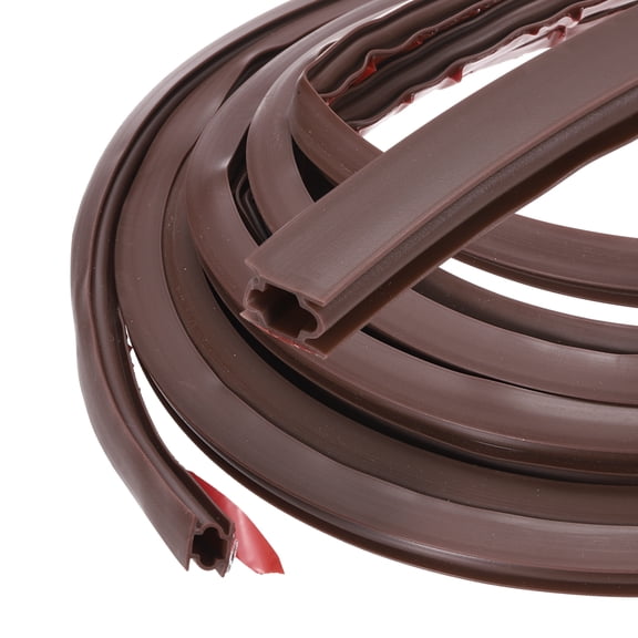 Uxcell Weather Stripping Seal Strip 16.4ft x 0.39" - 2 Pack D-Shape Self-Adhesive Soundproofing Windproof Rubber Door Seal Strip Fits 6-8mm Gap for Doors Windows Frame Gap Blocker, Brown
