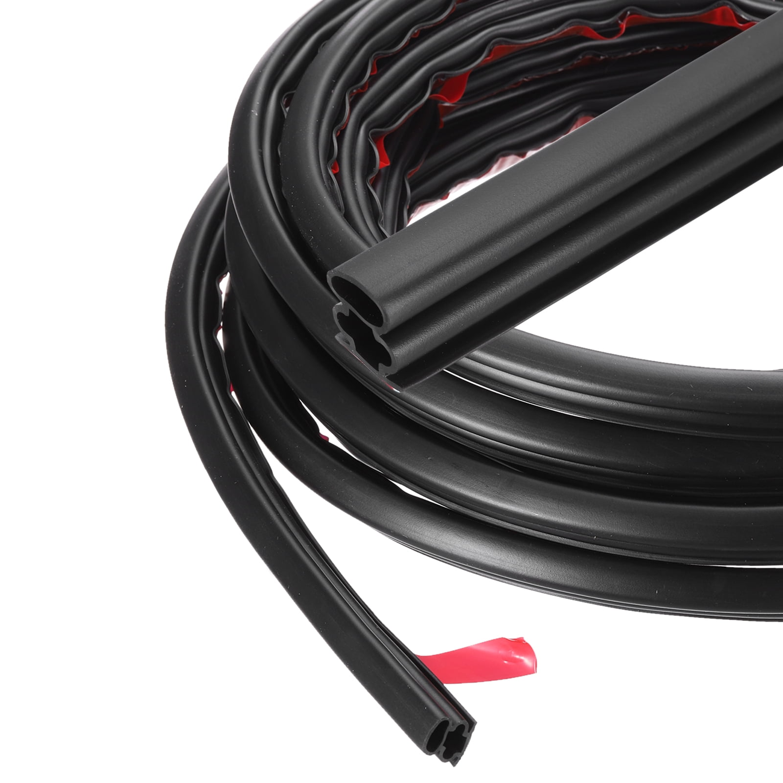Uxcell Weather Stripping Seal Strip 16.4ft x 0.39" - 2 Pack D-Shape Self-Adhesive Soundproofing Windproof Rubber Door Seal Strip Fits 8-10mm Gap for Doors Windows Frame Gap Blocker, Black