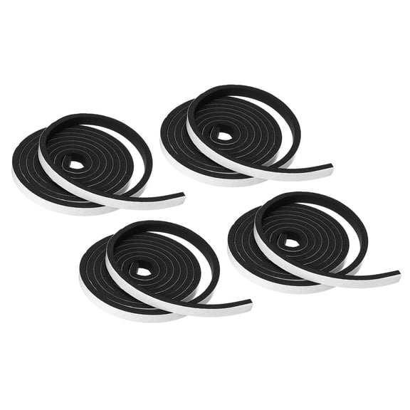 Uxcell Weather Stripping for Doors, 4 Rolls 3/8" W x 3/16" T Foam Seal Tape Insulation Strip Black(6.56 Ft Length)