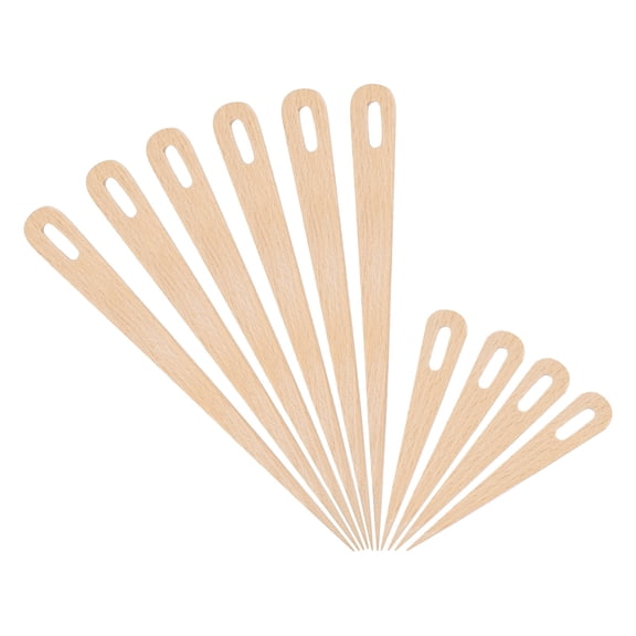 Uxcell Weaving Needle, 5pcs Wooden Big Eye Knitting Needles Hand Loom Stick 2 Size, Wood Color