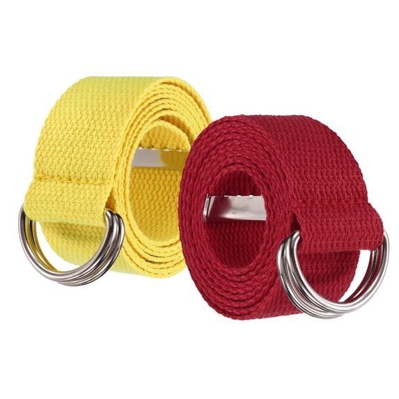 Uxcell Web Football Belt, Men Canvas Belt Web Flag Football D Ring, Adjustable Soccer Replacement Strap 51 Inch & 2 Pcs & Canvas & Burgundy/Yellow