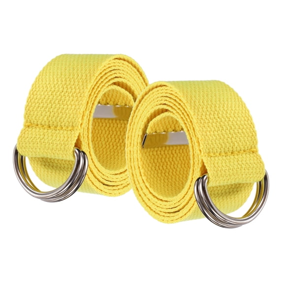 Uxcell Web Football Belt, Men Canvas Belt Web Flag Football D Ring, Adjustable Soccer Replacement Strap 51 Inch & 2 Pcs & Canvas & Lemon Yellow