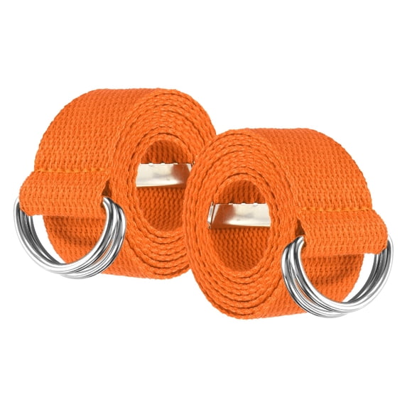 Uxcell Web Football Belt, Men Canvas Belt Web Flag Football D Ring, Adjustable Soccer Replacement Strap 51 Inch & 2 Pcs & Canvas & Orange