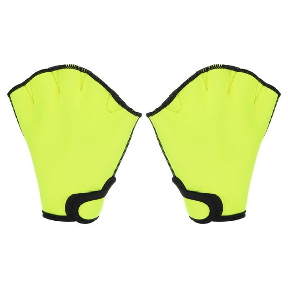 Uxcell Webbed Swim Gloves Swimming Resistance Gloves Water Resistance Training Accessories Yellow, L