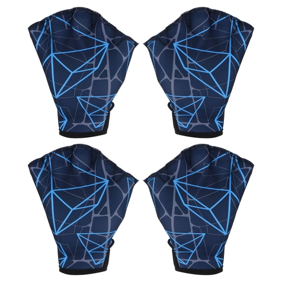 Uxcell Webbed Swimming Aquatic Gloves Printing Water Resistance Training Gloves Dark Blue 2Pairs, M