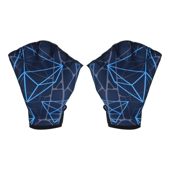 Uxcell Webbed Swimming Aquatic Gloves Printing Water Resistance Training Gloves Dark Blue, M