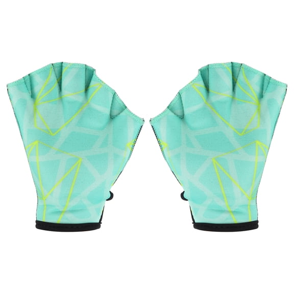 Uxcell Webbed Swimming Aquatic Gloves Printing Water Resistance Training Gloves Light Green, L