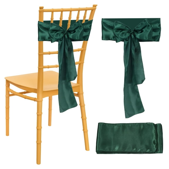 Uxcell Wedding Chair Sash 100 Packs Chiffon Fabric 9ft Chair Covers Darker Green
