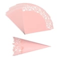 thumbnail image 1 of Uxcell Wedding Confetti Cones, 50 Pcs Paper Tapers Hollow Print Cone Bouquet for Party Butterfly Gift Pink, 1 of 6
