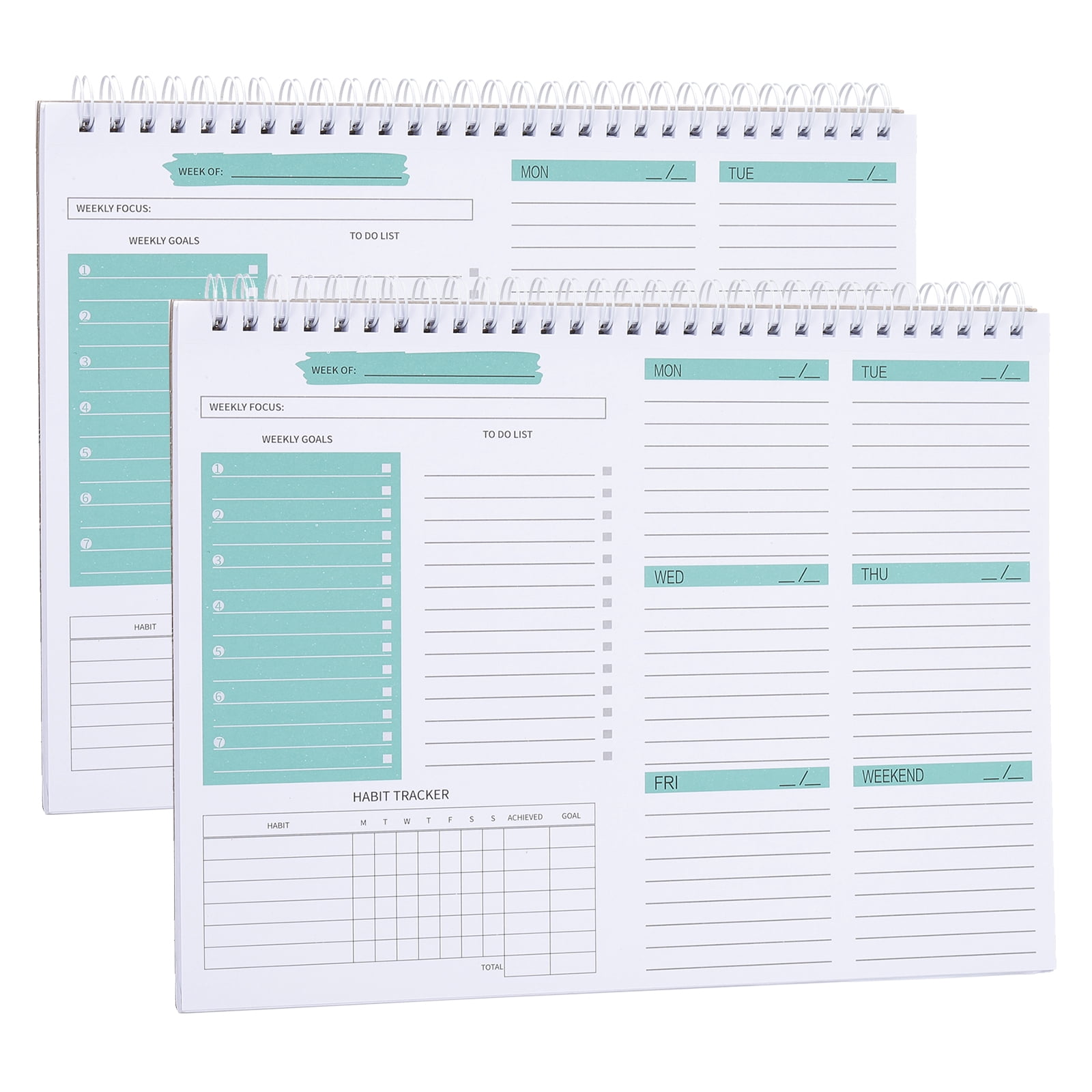 Uxcell Weekly Goals Notebook, 2 Pcs B5 10 x 8 Inches 53 Sheets to Do ...