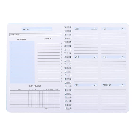 Uxcell Weekly Goals Notebook, A5 8.3 x 5.7 Inches 52 Sheets to Do List Notebook Goals Planner Notebook Daily Planner with Spiral Binding Habit Tracker, Blue