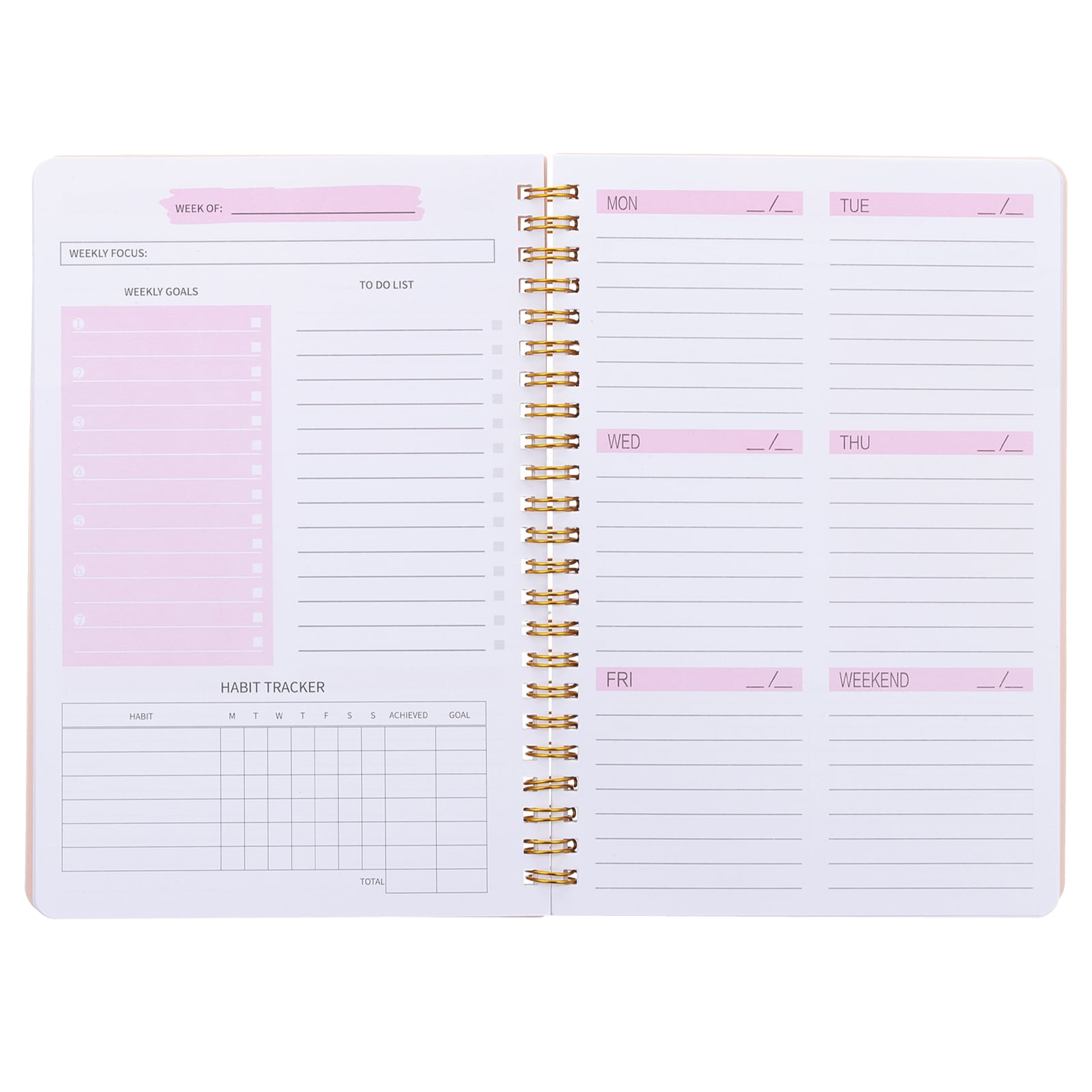 Uxcell Weekly Goals Notebook, A5 8.3 x 5.7 Inches 52 Sheets to Do List ...
