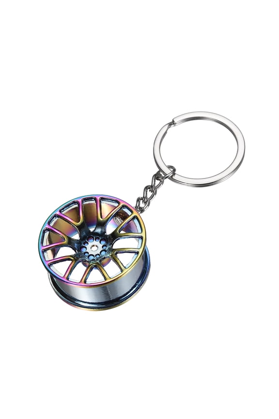 Wheel Rim Tyre Keychain Car Wheel Hub Auto Parts Key Chains Rim Keyring Wheel Hub Key Fob Fit Men Women for Cars Trucks Bikes, Assorted Colors