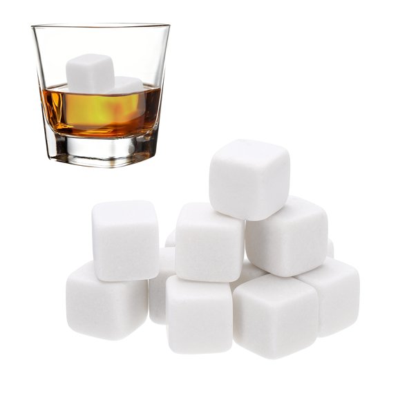 Uxcell Whiskey Stones Reusable Ice Cubes Gifts Matte White 12Pcs, Reusable Whiskey Chilling Rocks Natural Stone, Non-Diluting Cold Keeping Home Bar Party Gifts for Men