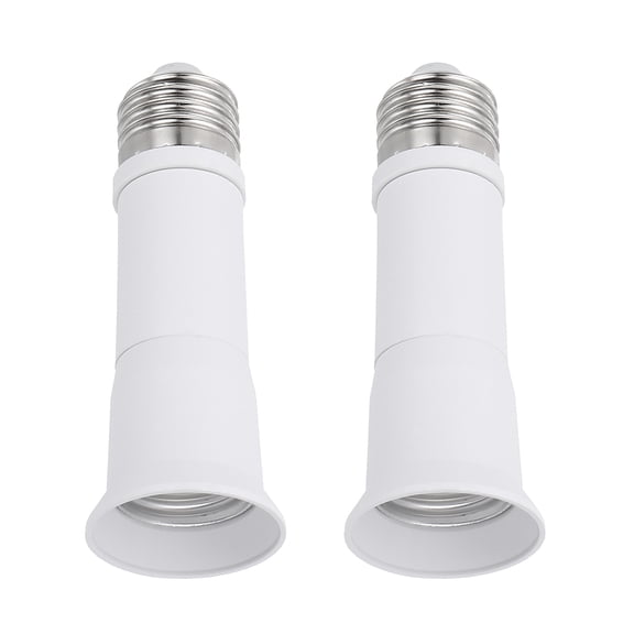 Uxcell White 11 cm Silver Flame Retardant PBT Copper Light Socket Extender Flexible Bulb Socket 2 Pcs