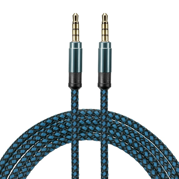 Uxcell White Aux Cable 3.5mm Male to Male Nylon Braided 10Ft Auxiliary Cord Blue