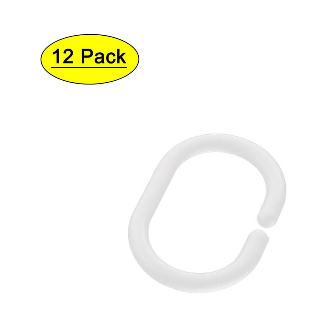 Uxcell White Plastic Bathroom Shower Curtain Hooks Rings 12 Pcs