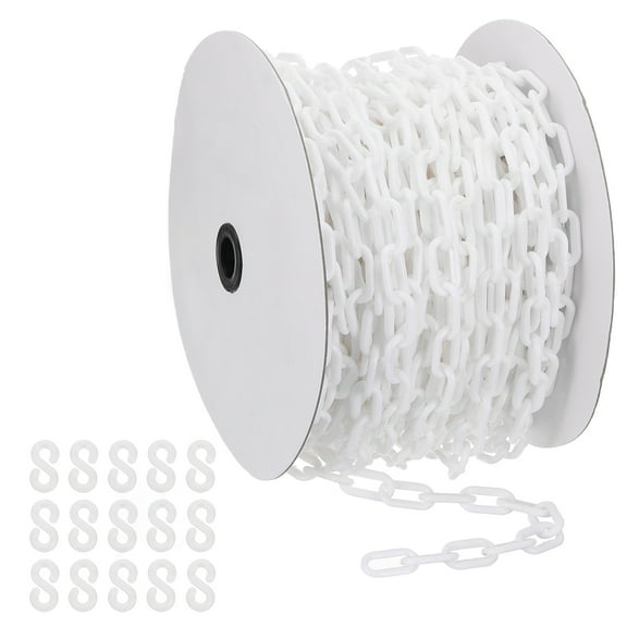 Uxcell White Plastic Chain, 131 ft 6mm Safety Barrier Chain for Crowd Control