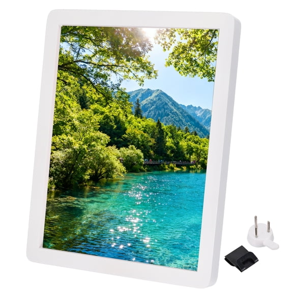 Uxcell White Rectangle Photo Frame, 13.2x11.2" Wooden Photo Frame Wall Mount & Tabletop Display Round Corner for Pictures Certificates Home Decor, Suits for 30.5x25.4cm Photo