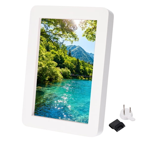 Uxcell White Rectangle Photo Frame, 8.1x6.2" Wooden Photo Frame Wall Mount & Tabletop Display Round Corner for Pictures Certificates Home Decor, Suits for 17.8x12.7cm Photo