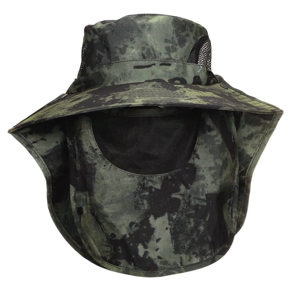 Uxcell Wide Brim Bucket Hat Sun Hat with Removable Neck Face Flap, Dark Army Green