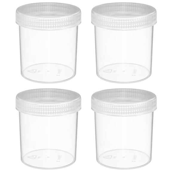 Uxcell Wide Mouth Lab Reagent Bottles 250ml (8oz), 4 Pcs Sample Bottles Sealed Leak-Proof for Lab Scientific Experiments, Clear