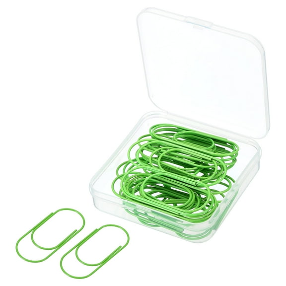 Uxcell Wide Paper Clip Coated Large Clips Bookmarks with Box 2 Inch Light Green for Organize Office Home, Pack of 30