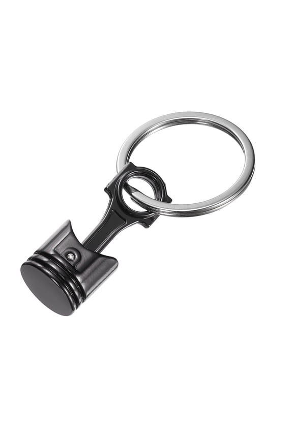 Wide Piston Keychain Car Piston Auto Parts Key Chains Piston Keyring Key Fob Fit Men Women for Cars Trucks Bikes, Black