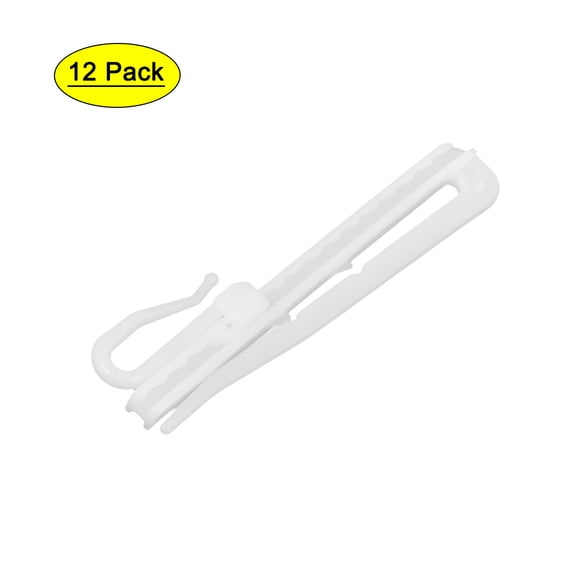 Uxcell Window Curtain Drape Plastic Adjustable Tape Clip Hooks 84mm Long White 12pcs