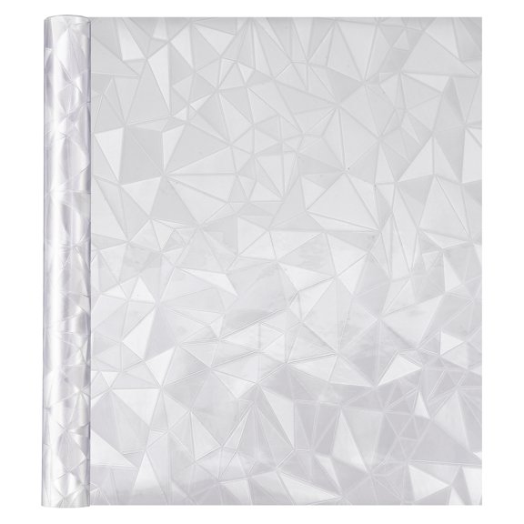 Uxcell Window Privacy Film, 118.1"x35.4" Static Cling Removable 3D Diamond Pattern Decorative Window Sticker Non Adhesive for Glass Covering Decal Heat Control Sun Blocking, Silver Gray