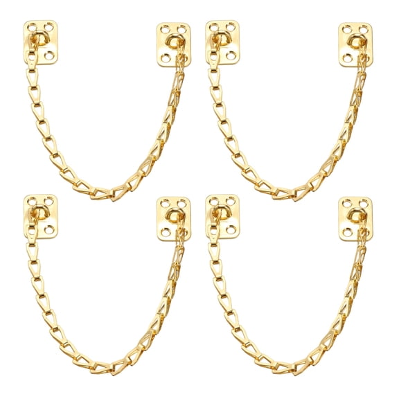 Uxcell Window Restrictor Chain, (12 Inch, Gold)(4Pcs), Stainless Steel Door Window Opening Chain Stopper Lock, Suit for Large Boxes/Furniture Covers/Cabinets