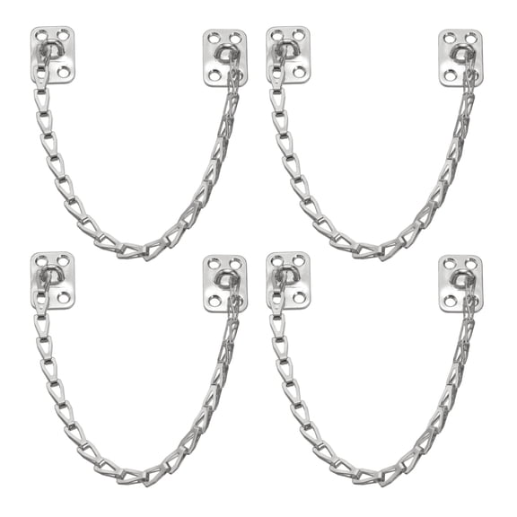 Uxcell Window Restrictor Chain, (12 Inch, Silver)(4Pcs), Stainless Steel Door Window Opening Chain Stopper Lock, Suit for Large Boxes/Furniture Covers/Cabinets