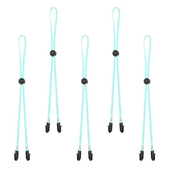 Uxcell Windproof Hat Strap Clips 31.5"x0.28", Adjustable Hat Strap with Cord Locks for Fishing, Light Green 5 Pack