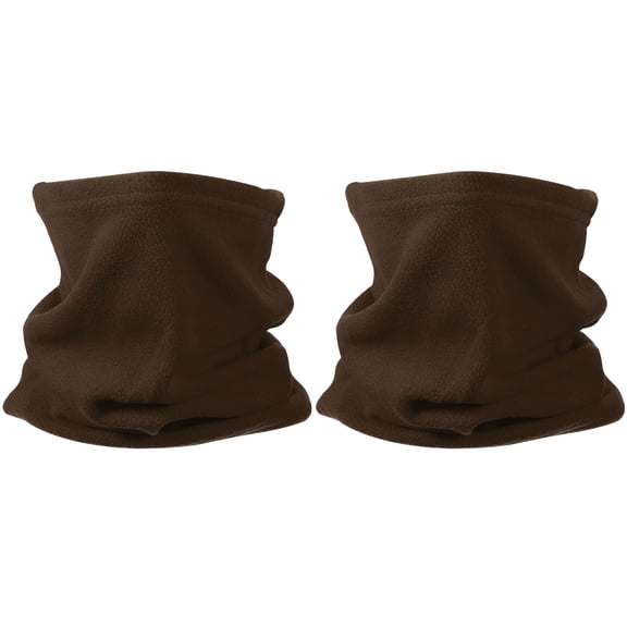 Uxcell Winter Neck Gaiter, Winter Warmer Ski Face Polar Fleece Mask Scarf Thermal Stretch Thick Windproof Scarves- for (Men Women/Cold Weather/Skiing/Snow Boarding/Running) 2Pcs Brown