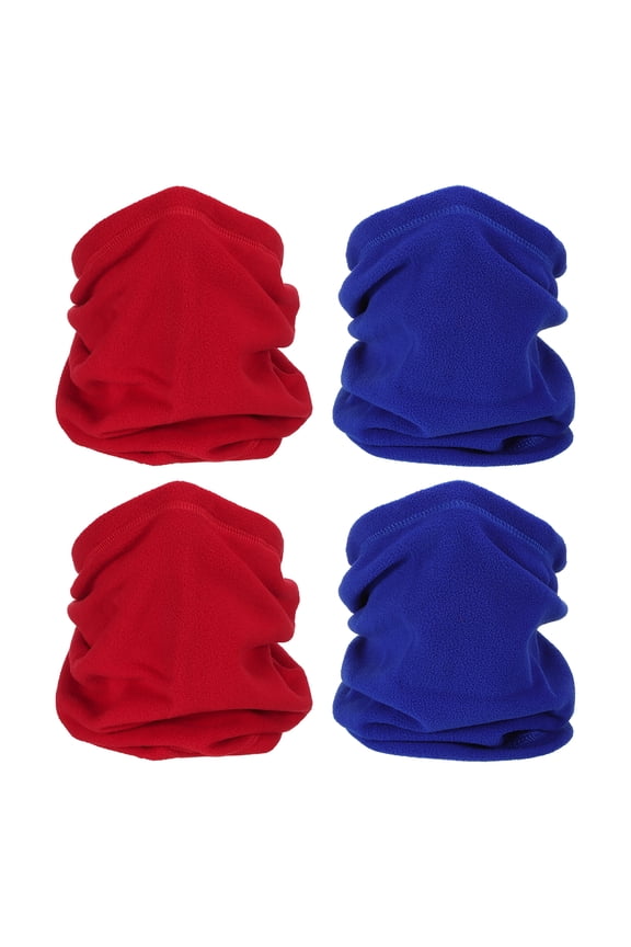 Uxcell Winter Neck Warmer, 4 Pack Drawstring Warm Face Scarf Windproof Neck Gaiter, Red, Blue