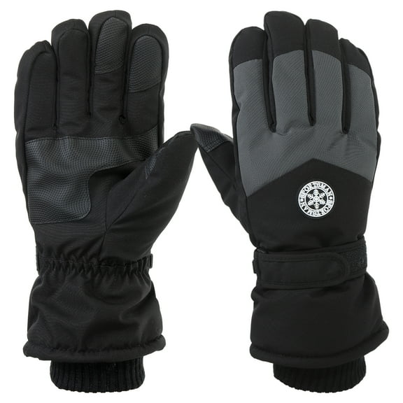 Uxcell Winter Ski Snow Gloves, 1 Pair Waterproof Touchscreen Winter Warming Gloves, Black-dark Grey