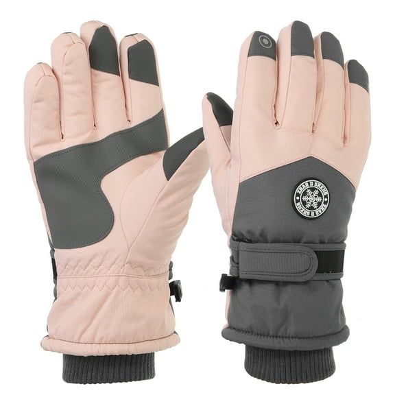 Uxcell Winter Ski Snow Gloves, 1 Pair Waterproof Touchscreen Winter Warming Gloves, Dark Grey-white