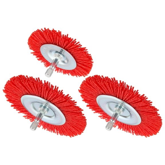 Uxcell Wire Brush for Drill Kit, 3pcs Crimped Wire Wheels Brushes for Drill with 1/4in Shank, [for Light Rust Deburring Paint Removal] - 0.05in Nylon Wire