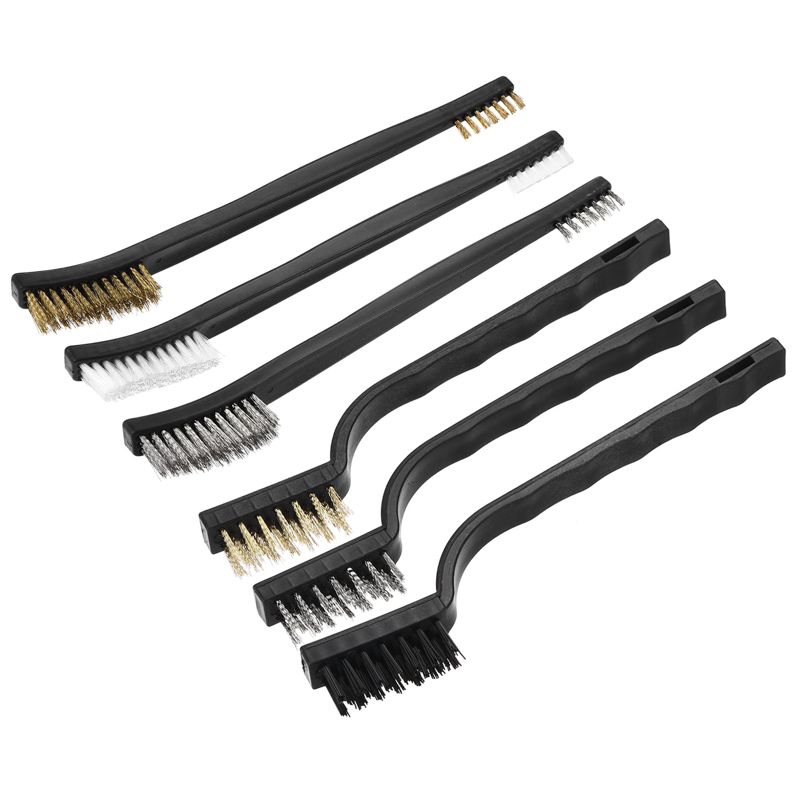 Uxcell Wire Brush Set Nylon/Stainless Steel/Brass Double Ended 170mm