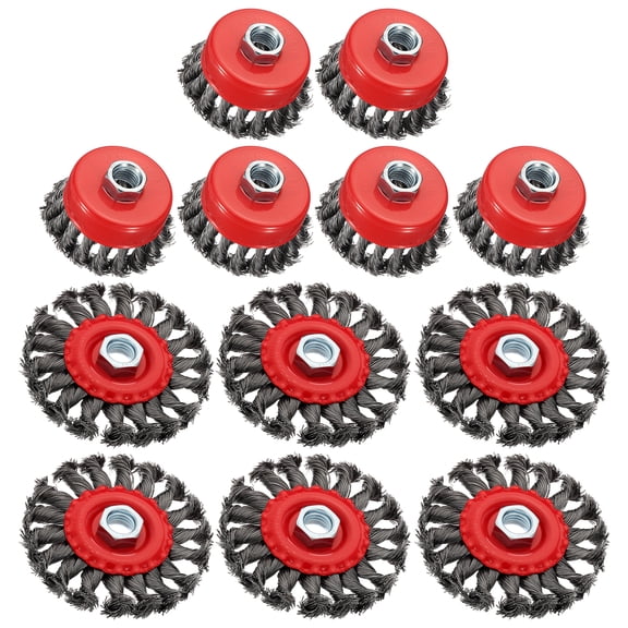 Uxcell Wire Brush for Drill, 12 Pack Carbon Steel Twist Knotted Wire Cup Wheel Set, 3-4 inch, Suitable for Rust, Corrosion, Paint Removal