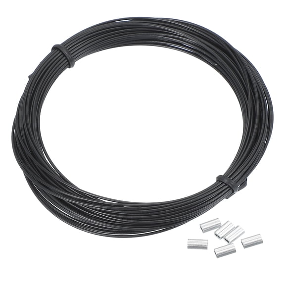 Uxcell 1/32" Wire Rope Vinyl Coated 33ft Steel Wire Cable with Crimping Sleeve Black