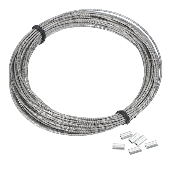 Uxcell 1/32" Wire Rope Vinyl Coated 33ft Steel Wire Cable with Crimping Sleeve Clear