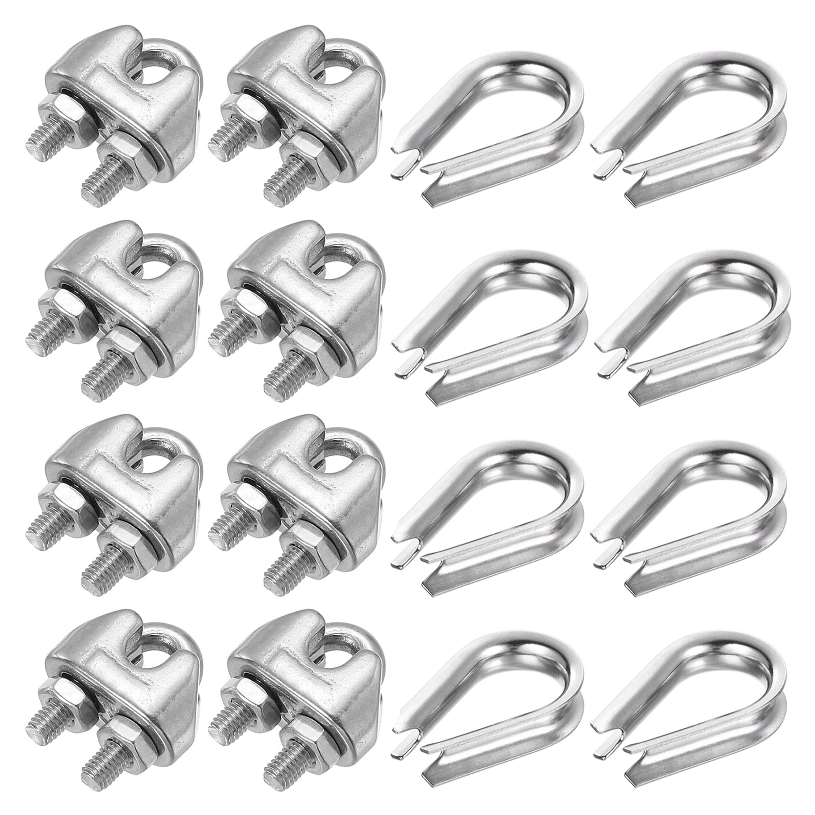 Uxcell Wire Rope Accessory Set, 12 Pcs M6 Cable Clip Clamp 10 Pcs 1/4 ...