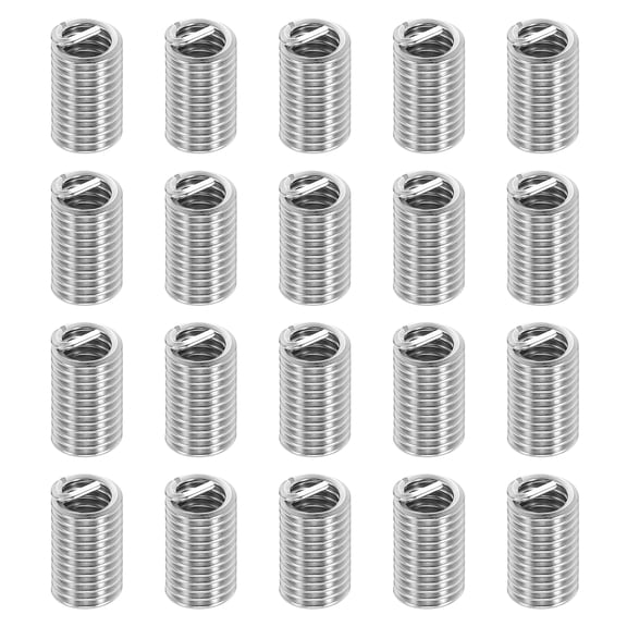 Uxcell Wire Thread Inserts 1/4-20 UNC 3D 19.2mm, 20Pcs 304 Stainless Steel Helical Coiled Wire Screw Threaded Sleeve Sheath for Mechanical Equipment Automotive Repairs