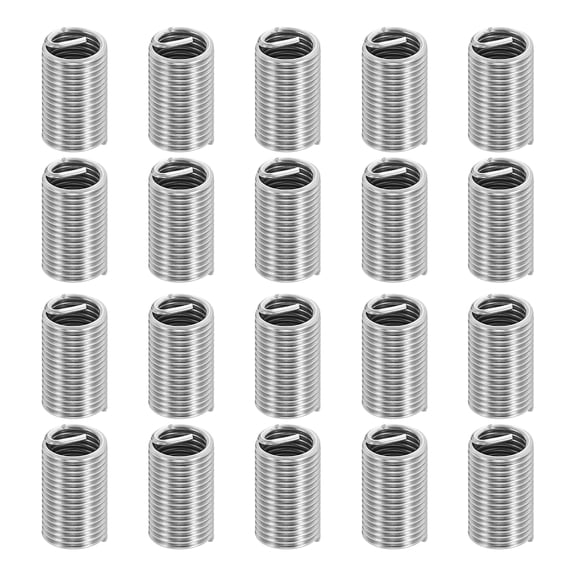 Uxcell Wire Thread Inserts 1/4-28 UNF 3D 19.2mm, 20Pcs 304 Stainless Steel Helical Coiled Wire Screw Threaded Sleeve Sheath for Mechanical Equipment Automotive Repairs