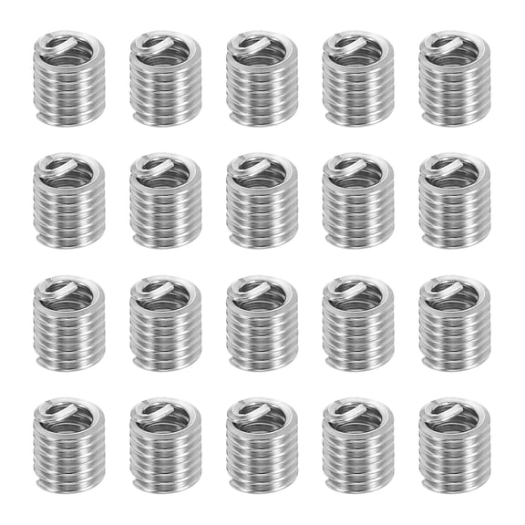 Uxcell Wire Thread Inserts 6#-32 UNC 2D 7mm, 20Pcs 304 Stainless Steel Helical Coiled Wire Screw Threaded Sleeve Sheath for Mechanical Equipment Automotive Repairs