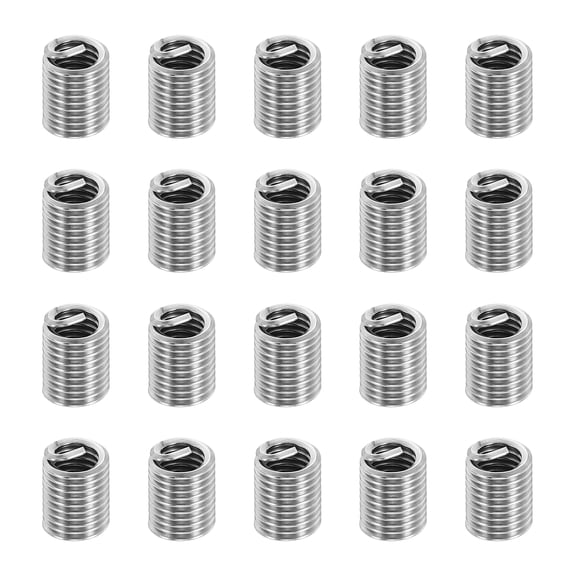 Uxcell Wire Thread Inserts 8#-32 UNC 2.5D 8.8mm, 20Pcs 304 Stainless Steel Helical Coiled Wire Screw Threaded Sleeve Sheath for Mechanical Equipment Automotive Repairs