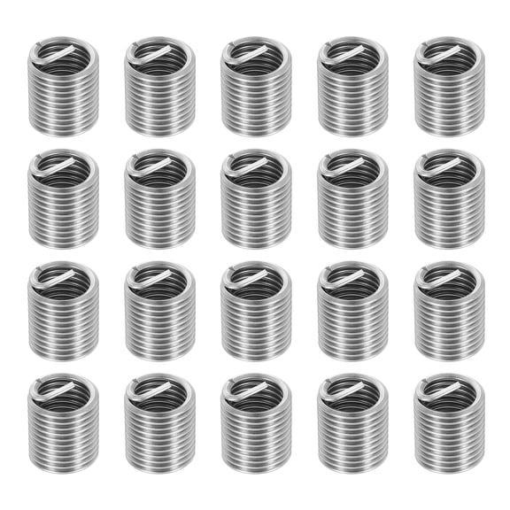 Uxcell Wire Thread Inserts M10x1.5 Metric 2D 20mm, 20Pcs 304 Stainless Steel Helical Coiled Wire Screw Threaded Sleeve Sheath for Mechanical Equipment Automotive Repairs