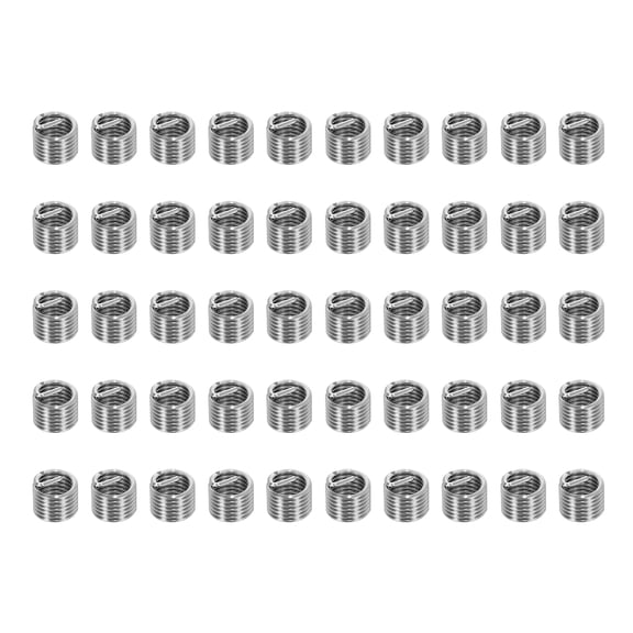 Uxcell Wire Thread Inserts M8x1.25 Metric 1.5D 12mm, 50Pcs 304 Stainless Steel Helical Coiled Wire Screw Threaded Sleeve Sheath for Mechanical Equipment Automotive Repairs