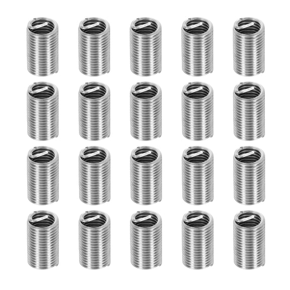 Uxcell Wire Thread Inserts M8x1.25 Metric 3D 24mm, 20Pcs 304 Stainless Steel Helical Coiled Wire Screw Threaded Sleeve Sheath for Mechanical Equipment Automotive Repairs